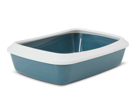 Savic Iriz Litter Tray with Rim for Cats (White Bluestone) Online Hot Sale