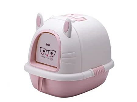 PetGains Fully Enclosed Litter Box Deodorant Anti Stink Toilet for Cats (Pink White) Fashion