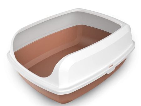 PetGains Semi Closed Anti Overflow Litter Tray with Scooper for Cats (Brown) For Sale