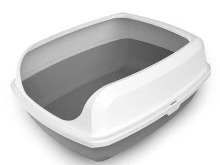 PetGains Semi Closed Anti Overflow Litter Tray with Scooper for Cats (Grey) Online Hot Sale