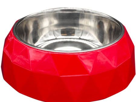 Peetara Diamond Designer Melamine Bowl for Dogs and Cats (Red) Online now