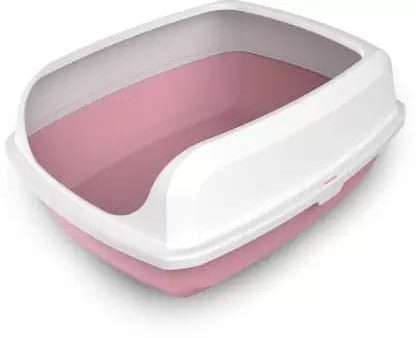 PetGains Semi Closed Anti Overflow Litter Tray with Scooper for Cats (Pink) For Cheap