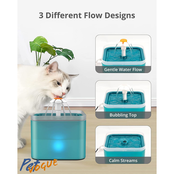 Pet Vogue Automatic Water Fountain with LED Light for Cats and Dogs (Blue) For Discount