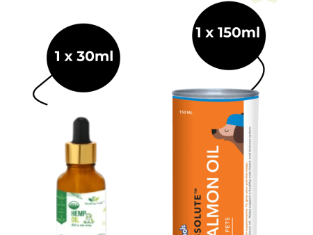 Healing Leaf Hemp Oil for Pets and Drools Absolute Salmon Oil Syrup Supplement for Dogs for Combo For Cheap