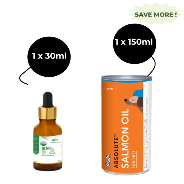 Healing Leaf Hemp Oil for Pets and Drools Absolute Salmon Oil Syrup Supplement for Dogs for Combo For Cheap