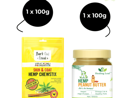 Healing Leaf Hemp Peanut Butter and Bark Out Loud Skin & Coat Hemp Chew Stix for Dogs and Cats Combo Online