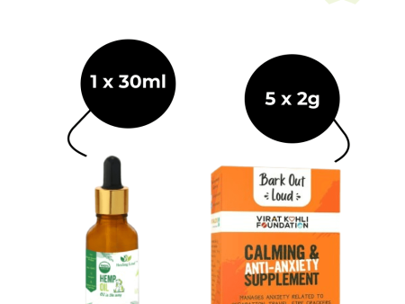 Healing Leaf Hemp Oil and Bark Out Loud Calming & Anti Anxiety Supplements for Dogs and Cats Combo Sale