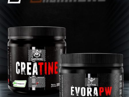 COMBO GANHO DE MASSA MUSCULAR, FORÇA E ENERGIA - CREATINA CREAPURE DARKNESS (200G) + PRE TREINO EVORA (150G) Cheap