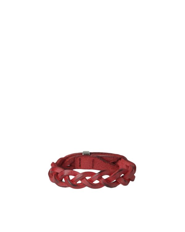 Bracciale Nobuckle Walk Rosso in Cuoio con Dettaglio Argento For Cheap