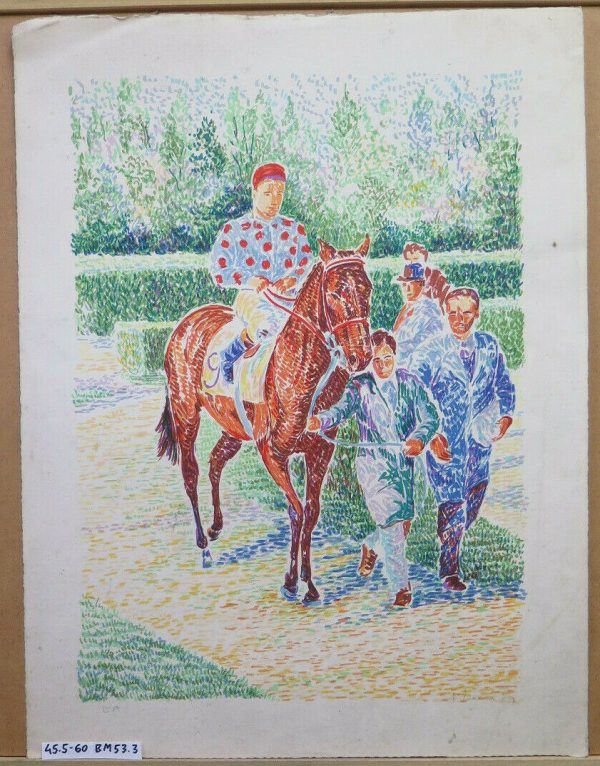 QUADRO VINTAGE GARA CAVALLI DA CORSA FIRMATO Sydney Percy Kendrick  BM53.3 Cheap