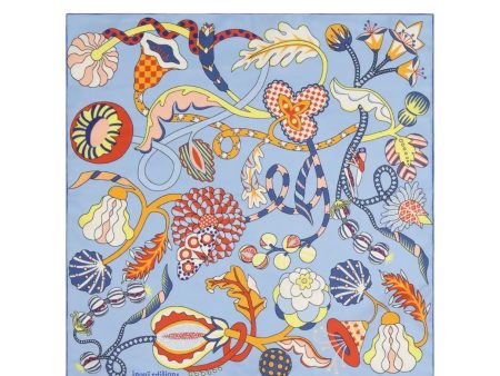 Foulard Quadrato Botanique Blu For Discount