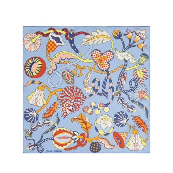 Foulard Quadrato Botanique Blu For Discount