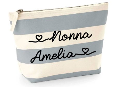 Pochette in cotone canvas a righe  personalizzabile Hot on Sale