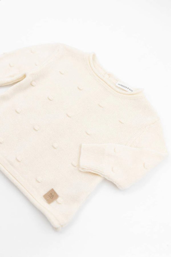 Maglia apertura dietro mini pom-pom - BIANCO 31 Sale