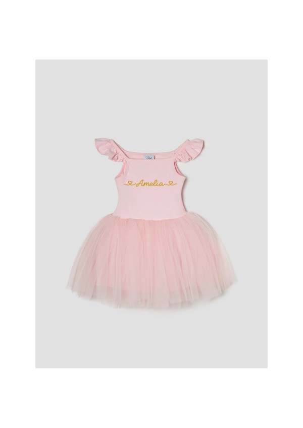 Tutù abitino in tulle Pale pink Personalizzabile con nome Hot on Sale