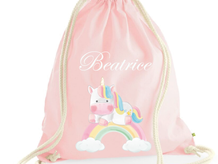 Zaino a sacca in cotone pesante Unicorno Arcobaleno Hot on Sale