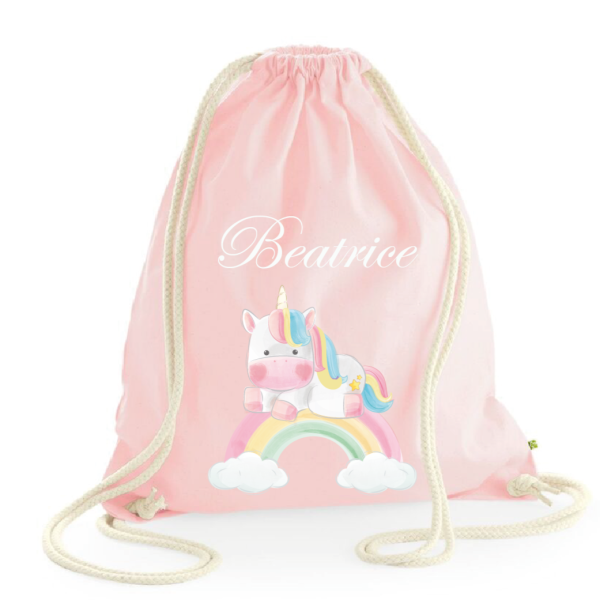 Zaino a sacca in cotone pesante Unicorno Arcobaleno Hot on Sale