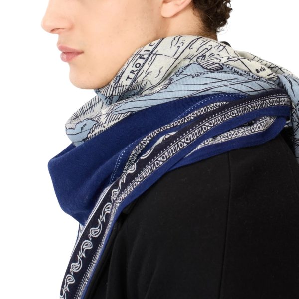 Foulard Quadrato Mappemonde Blu Discount