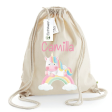 Zaino a sacca in cotone pesante Unicorno Arcobaleno Hot on Sale