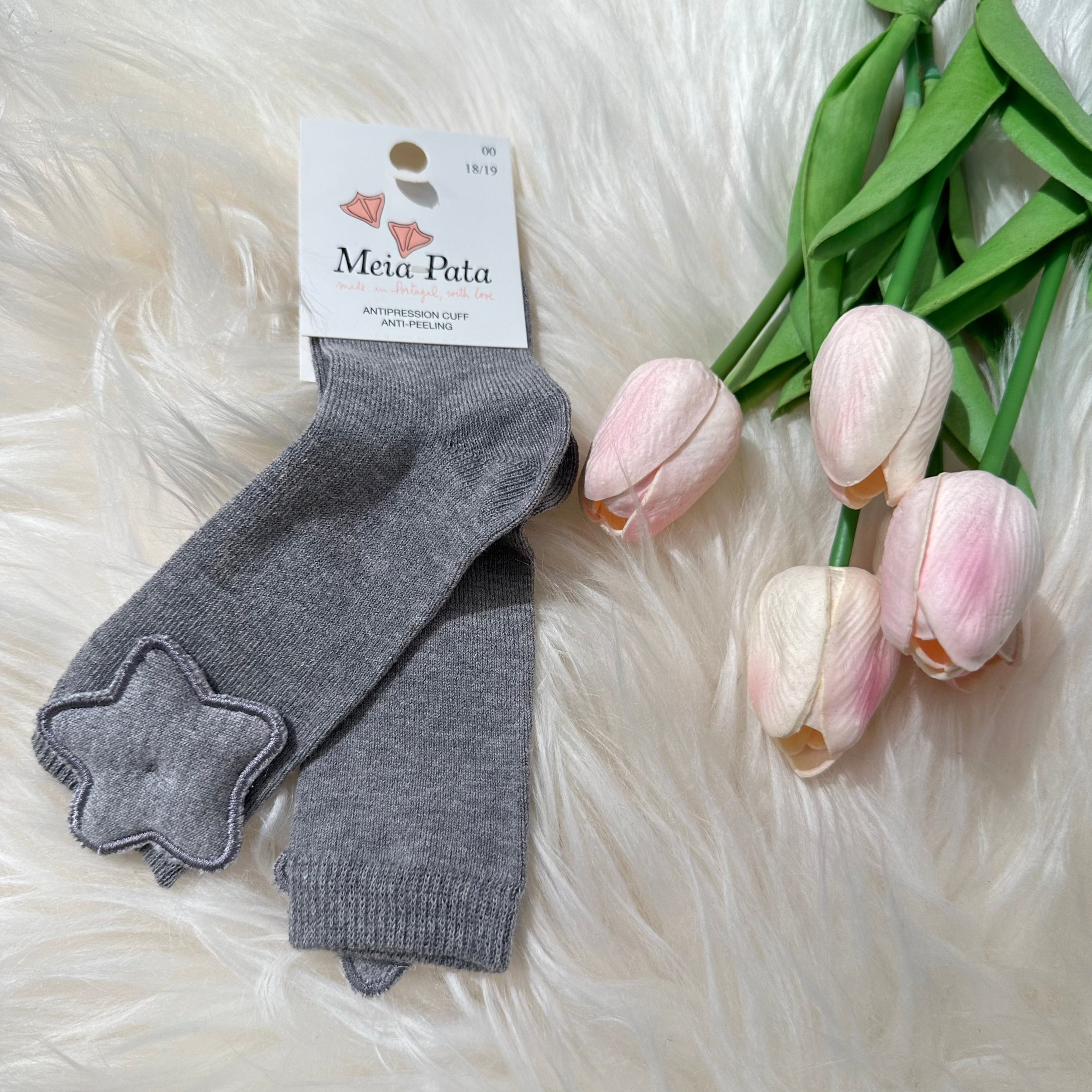 Calze per bambini Grey con Stellina  Meia Pata Online now