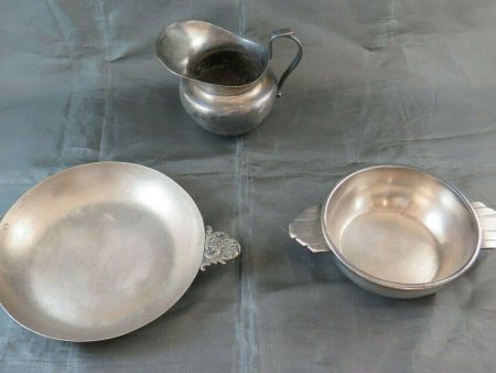 DUE CIOTOLE ED UNA LATTIERA VINTAGE ART DECO ART NOUVEAU NICKEL SILVERPLATE BM29 Cheap