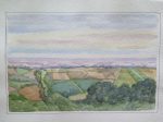 QUADRO VINTAGE DIPINTO ACQUERELLO PAESAGGIO CAMPAGNA FIRMATO 31x20 cm P14 Cheap