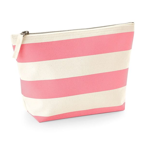 Borsa e pochette in cotone canvas a righe Rosa Fashion