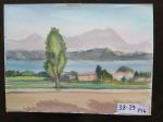 VECCHIO DIPINTO QUADRO PAESAGGIO CAMPAGNA ACQUERELLO SU CARTA 38x29 cm P14 Hot on Sale