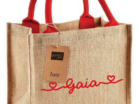 Mini Borsa Juta Natural Rosso Corallo personalizzabile For Discount