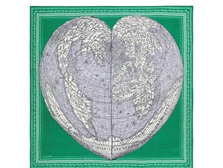 Foulard Quadrato Mappemonde Verde For Discount