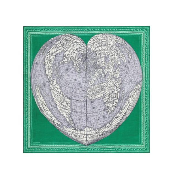 Foulard Quadrato Mappemonde Verde For Discount