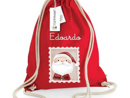 Zaino a sacca in cotone pesante Babbo Natale Renna Discount