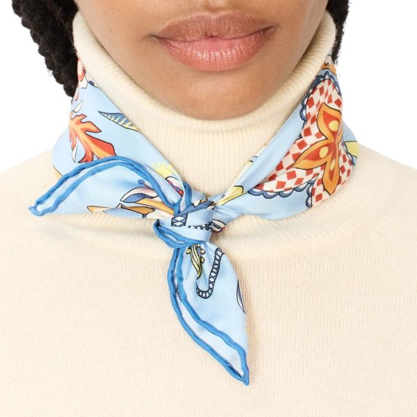 Foulard Quadrato Botanique Blu For Discount