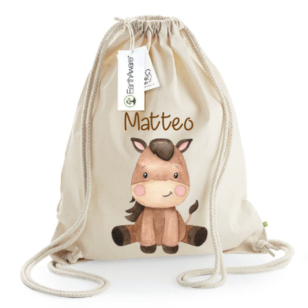 Zaino a sacca in cotone pesante Baby Horse For Discount