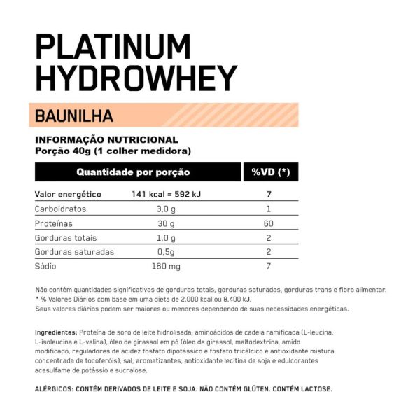 Optimum Nutrition whey Platinum Hydro Baunilha (800g) Supply