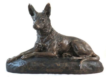 VECCHIA SCULTURA ANNI  30 CANE LUPO POLIZIOTTO DI Emile Rouff FIRMATA  BM16 Fashion