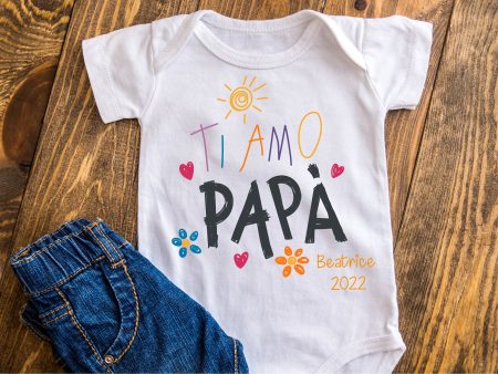 Body in 100% cotone Festa del Papà 2024 personalizzabile  Ti amo Papà  Cheap