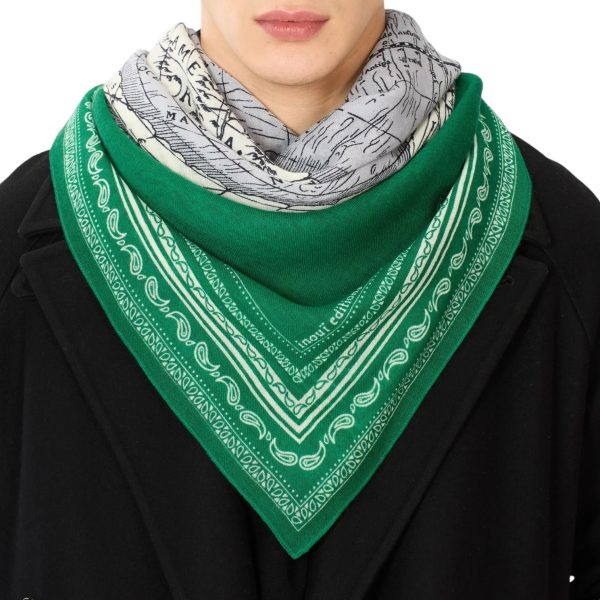 Foulard Quadrato Mappemonde Verde For Discount