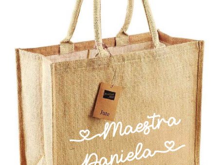 Borsa in Juta Total Beige personalizzabile Regalo maestre fine anno Online