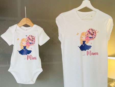 Mamma e Mini T-shirt + Body con dettaglio Glitter For Cheap