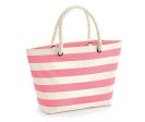 Borsa e pochette in cotone canvas a righe Rosa Fashion