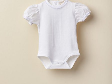 T shirt a body bianco in cotone con maniche a sbuffo Online