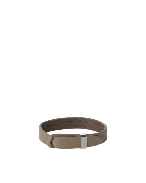 Bracciale Nobuckle Bull Taupe in Cuoio con Dettaglio Argento Online