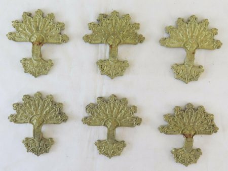 6 FREGI DI BRONZO DORATO DECORAZIONE SAGOMA MAZZO DI FIORI PALMETTE VINTAGE CH29 Sale