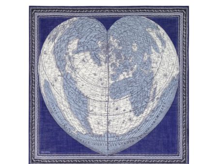 Foulard Quadrato Mappemonde Blu Discount