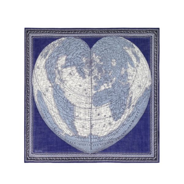 Foulard Quadrato Mappemonde Blu Discount