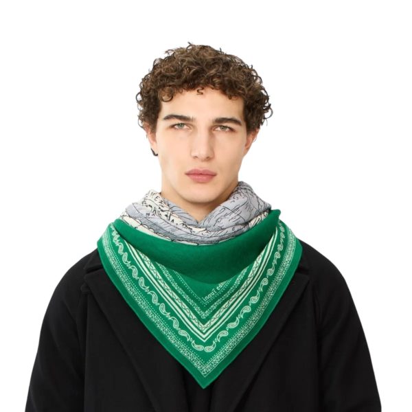 Foulard Quadrato Mappemonde Verde For Discount