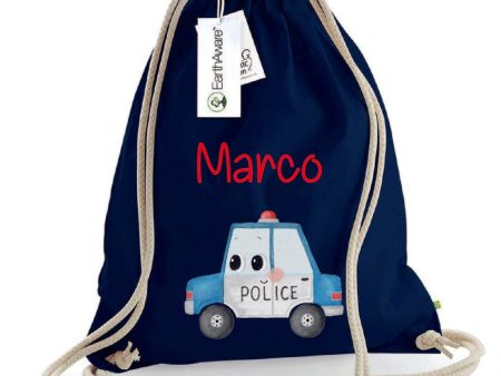 Zaino a sacca in cotone pesante Macchina Polizia For Cheap