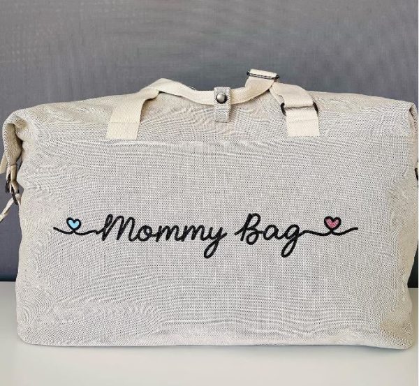 Borsone Mommy Bag Grande Glitter nero e cuori Azzurro Rosa Supply