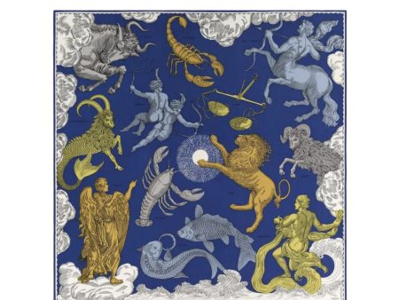 Foulard Quadrato Astrologie Duck Blu Cadetto For Cheap